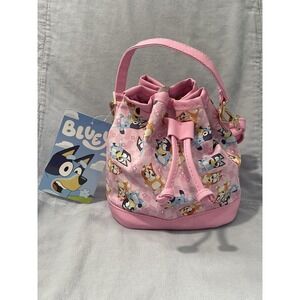 NEW Disney Ludo Bluey & Bingo Mini Pink Crossbody Bucket Drawstring Purse Strap